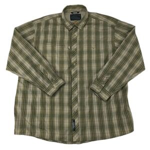 Cabelas Mens 2XL‎ Green Plaid Insect Defense Long Sleeve Fishing Shirt Vented